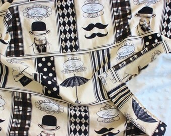 Gentleman Minky Baby Blanket, Gentleman Baby Blanket, Mustache Blanket, Toddler Blanket, Baby Boy Blanket, Baby Blanket, Minky Blanket, Boy