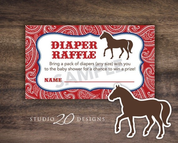 Instant Download Country Western Diaper Raffle Cards