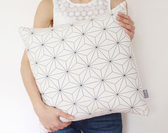 White Geometric Decorative Pillow Cover, Minimal Cushion Cover, Pattern Pillow, Scandinavian Pillow, Black and White Pillow, Modern Pillow