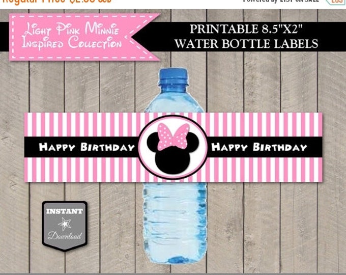 SALE INSTANT DOWNLOAD Light Pink Mouse Printable Happpy Birthday Water Bottle Labels / Wrappers / Light Pink Mouse Collection / Item #1822
