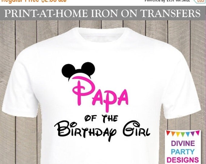 SALE INSTANT DOWNLOAD Print at Home Pink Mouse Papa of the Birthday Girl Printable Iron On Transfer / T-shirt / Family / Trip / Item #3101
