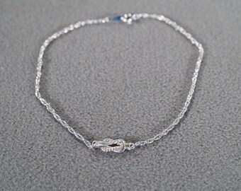 Vintage Art Deco Style Silver Tone Anklet Line Link Infinity Design Twisted Jewelry -K#6