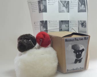 DIY Needle Felting Kit, DIY Felting Kit, Sheep Ornament Needle Felt Kit