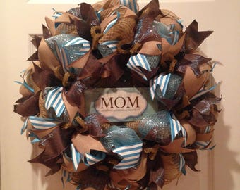 Mother's Day Mom Burlap Deco Mesh Wreath