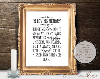 In Loving Memory, Instant download Printable Wedding Memorial Table Sign, Memory Sign, Those We love Don't Go Away (c0198)
