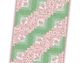 Berries and Blossoms 12 Block Log Cabin Pre-cut Quilt Kit by Maywood Studio, 29" x 39" when finished