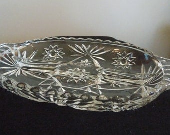 2 Sided Clear Pressed Glass Relish Tray
