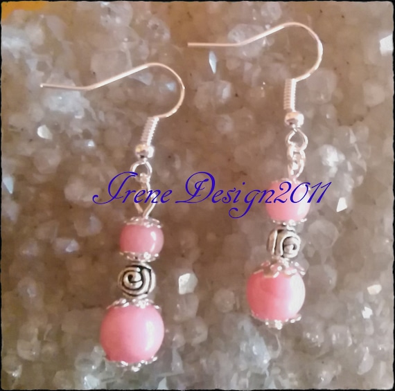 Handmade Silver Earrings with Pink Morganite & Roses by IreneDesign2011