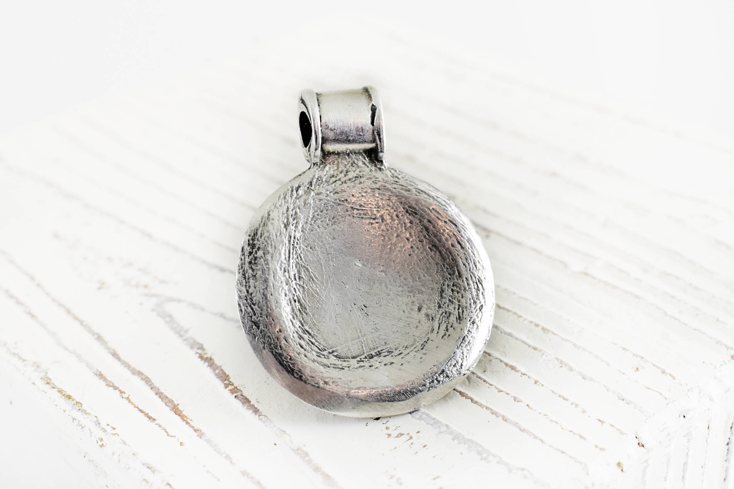 Ethnic Metal Pendant Silver Tone Tribal Pendant 38x30mm for