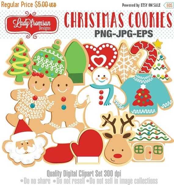 SALE Christmas Cookies Clip Art Set by Ladyfromsundesigns ...