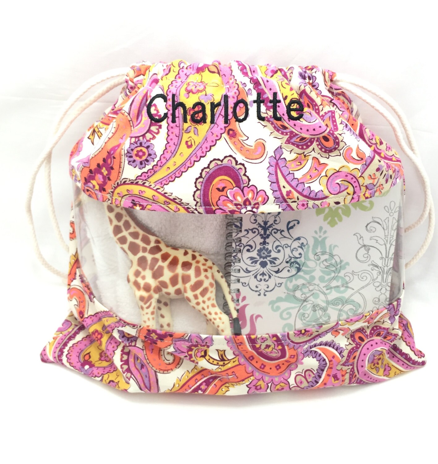 Drawstring bags Personalized bags for kids Clear vinyl bag