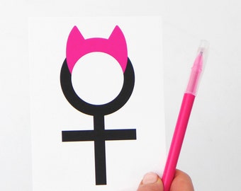 Activist Postcards Protest Trump Resist Postcards Anti Trump Women's March Postcard, Feminist Card