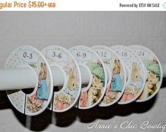 Beatrix Potter Closet dividers, Peter Rabbit Nursery, Girl closet dividers, Baby Closet Dividers, Closet Organizers, Baby shower gift, C229