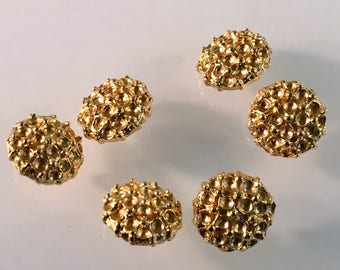 3/4" Gold Dome Shank button, Vintage button, Round Gold button, Gold Shank, Dome Button, Gold Button, Textured Surface, Carved Look