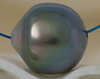10.94 mm TAHITIAN South Sea PEARL Charcoal Black Baroque 1.55 g fully drilled