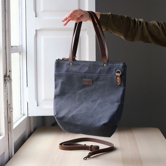 Waxed canvas bag ANNA blue navy