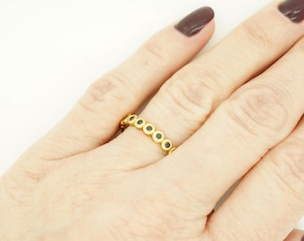Wedding band-Yellow Gold Diamond Ring-Yellow Gold Ring-Eternity diamond ring-Eternity wedding band-Black diamond ring-Eternity ring-For here