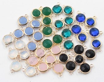 Faceted Crystal Connectors -- With Electroplated Gold Edge Charms Wholesale Supplies CQA-065