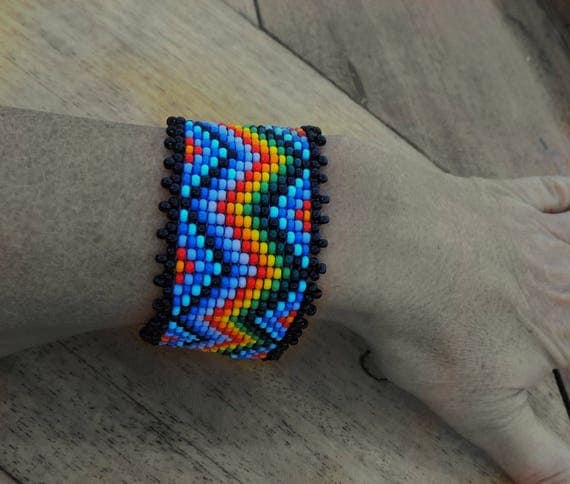 Rainbow Bead Bracelet Original Fashion Design Extravaganza Gift Designer Cuff Wide Men Women