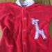 Vintage 1970s Baby Infant Red Velour Giraffe Sleeper! Size 12 months