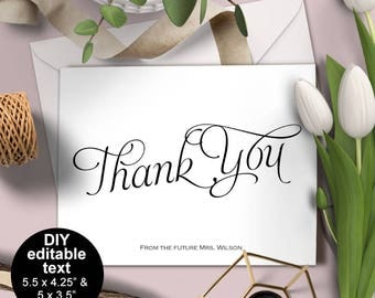 Wedding shower thank you card, Wedding thank you card, Bridal shower thank you, thank you card DIY, Printable,Instant download,S1TCV2