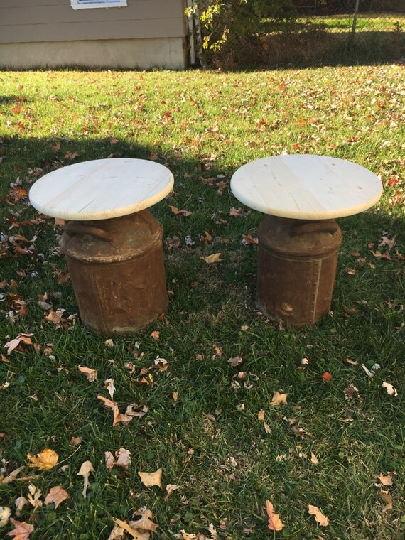 Milk can end table