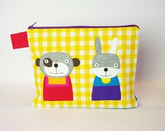 Diaper bag/cosmetic bag "Bear and Bunny"