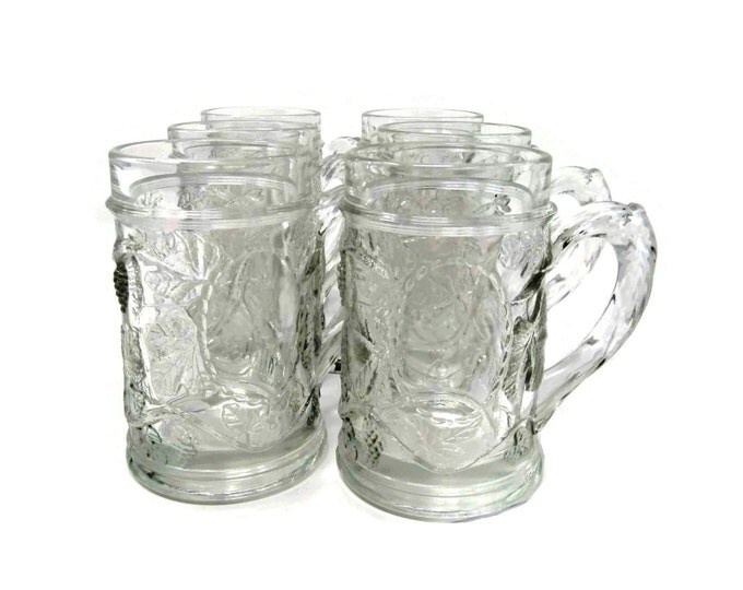 Vintage Crystal Beer Mugs | Drinking Glasses | Vintage 1970s Embossed Beer Steins Teen