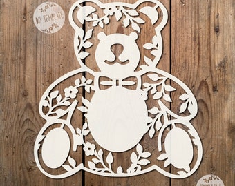 3 x Teddy Bear SVG PDF Designs - Papercutting Vinyl Template Commercial Use - new baby - baby svg - teddy papercut