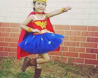 Wonder woman inspired tutu dress- Halloween costume - Superhero Tutu dress