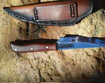 Razer sharp bushcraft knife with ipe wood handles