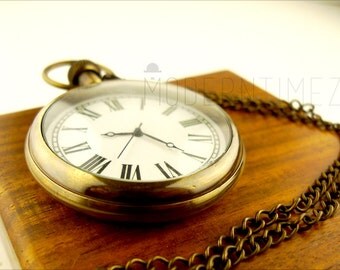 Personalized Solid Brass Pocket Watch with Wooden case Special Gift, Anniversary Gift, Groomsmen, Christmas Gift, Boyfriend gift