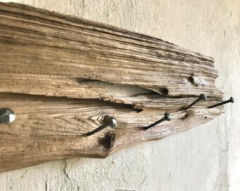 Driftwood coat rack, coat rack, wood coat rack, Exclusive driftwood board, Wood hanger, Rack art, Forged metal nails, Driftwood art, Art