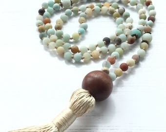 108 Mala Necklace - Amazonite Mala Necklace - Yoga Necklace - Meditation Beads - UK seller - Boho Necklace - Gift for Women, Girlfriend