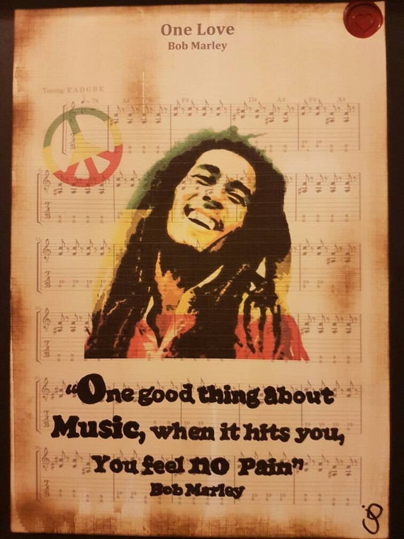 Bob Marley Quote On Bob Marley One Love Sheet Music Art