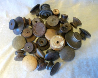 Large Destash Lot of Antique Wooden Drawer Pulls - Assemblage Mixed Media supply