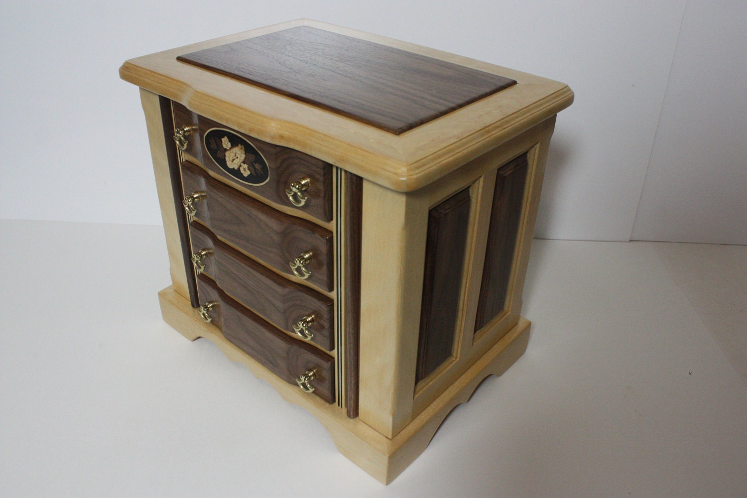 Handmade Birch with Black Walnut Large Jewelry Box