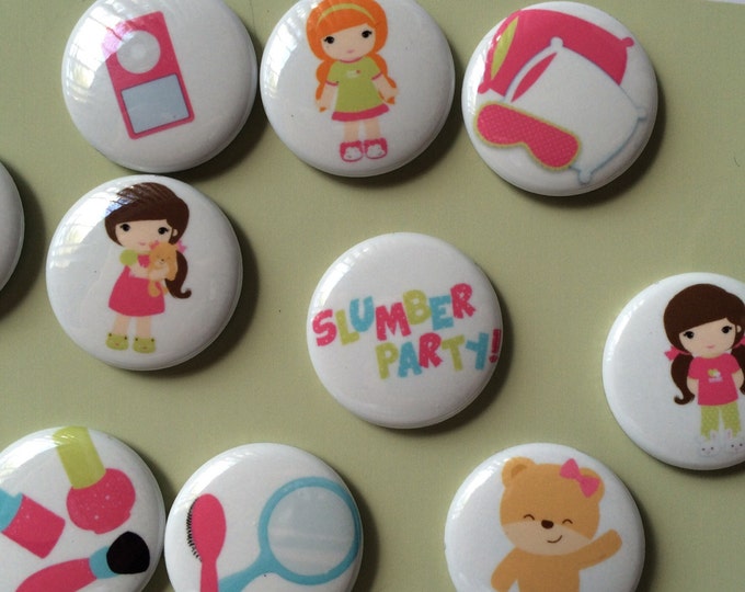 Girl's Slumber Party Play Set - Birthday Party Favors - Sleep Over Magnets - Quiet Toy - Pretend Play - Preschool Learning - Stocking Stuff