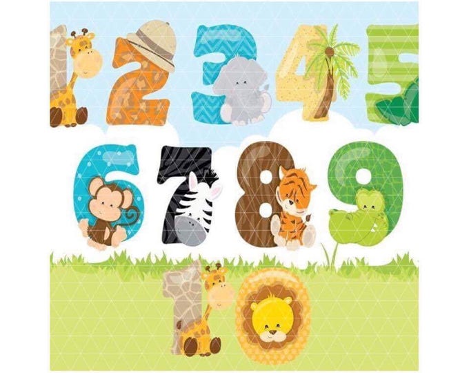 Preschool Learning Magnets - Preschool Numbers - Magnet Sets - Safari Numbers - Educational Toy - Montessori Teaching
