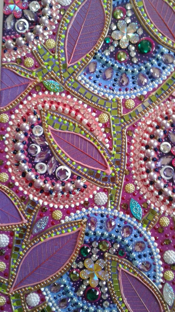 Canvas Wall Art Decorative Rhinestone Gem Mixed Media