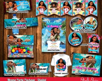 Moana Party Package, Moana Invitation, Printable Moana Party, Digital File Birthday Party Vaiana Invitation Vaiana Party - Customized