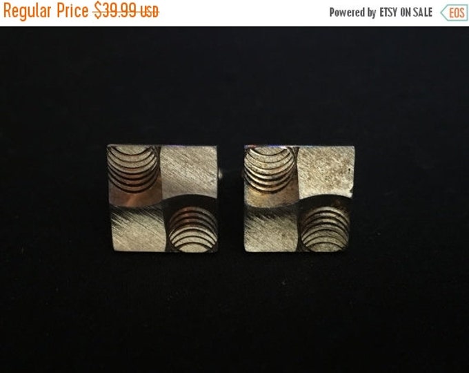 Storewide 25% Off SALE Vintage Gold Tone Geometric Mid Century Designer Cufflinks Featuring Unique Style Design