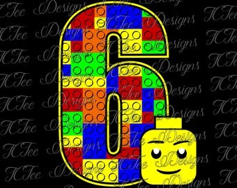 Lego 6 - 6th Birthday - Lego Birthday SVG Design Download - Vector Cut File