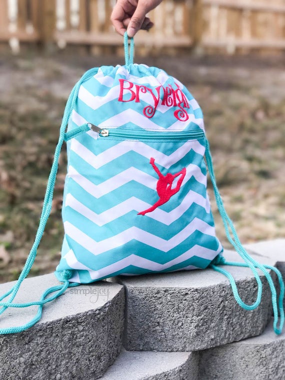 Teal Drawstring Backpack Gymnastic Bag Dance Bag