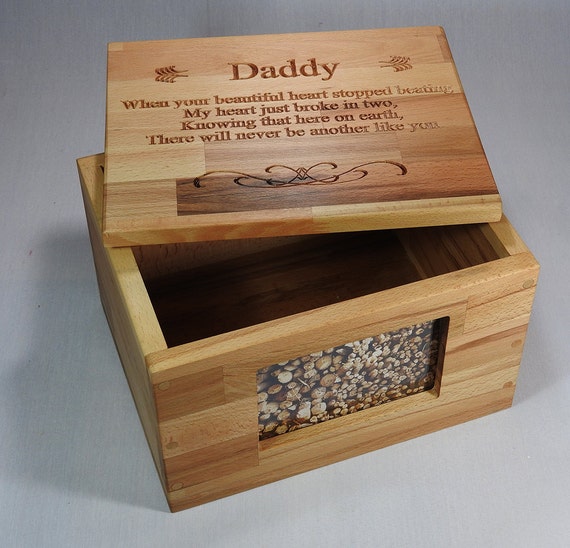 Wooden keepsake Box with picture frame on the front and