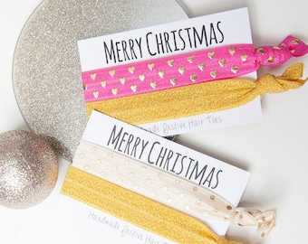 Christmas Hair Ties - Handmade Hair Ties - Stocking Filler - Secret Santa - Hair Band Bracelet - Christmas Gifts For Her - Secret Santa