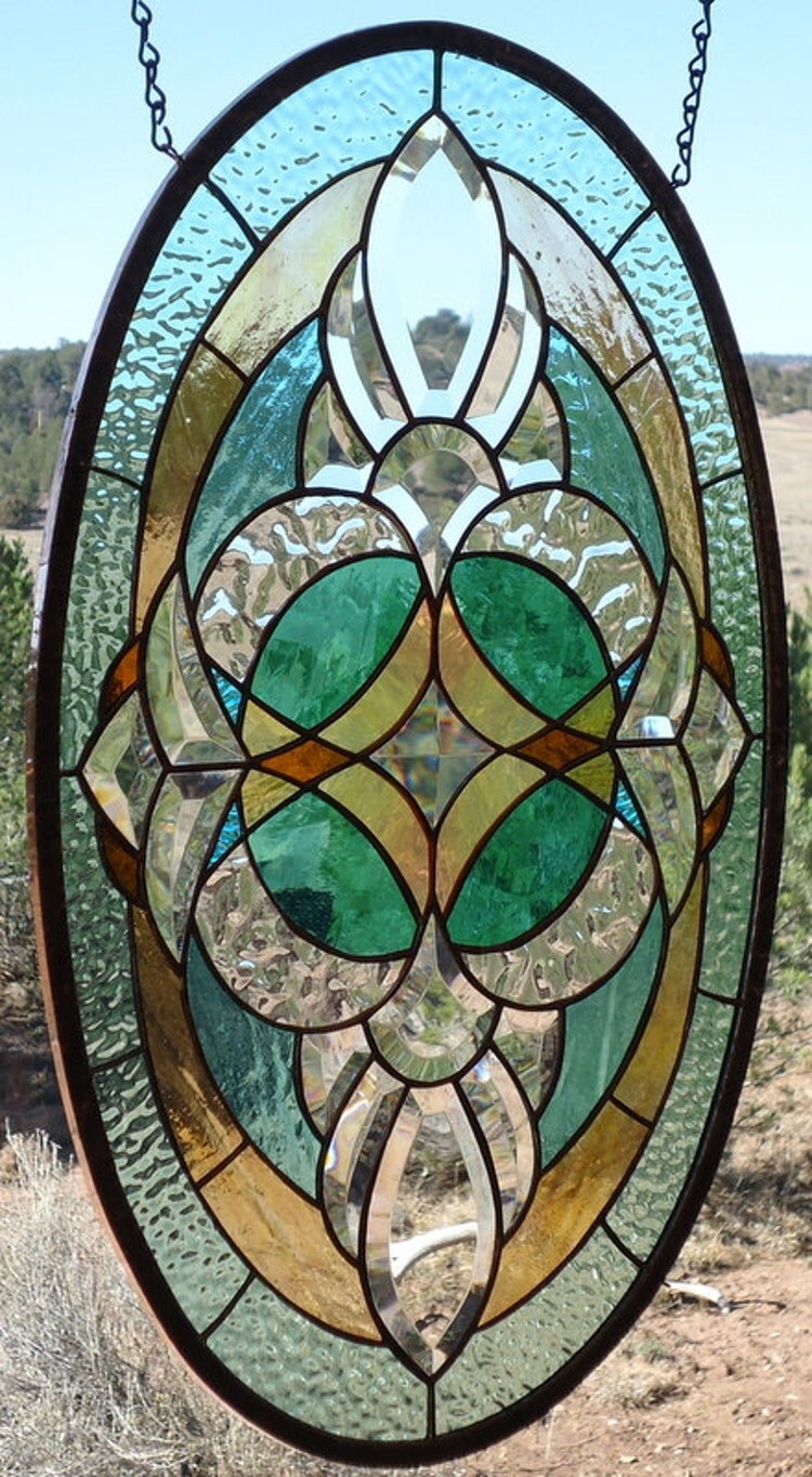 stained glass window panel BEVELS BEVELS by ZuniMountainArtGlass