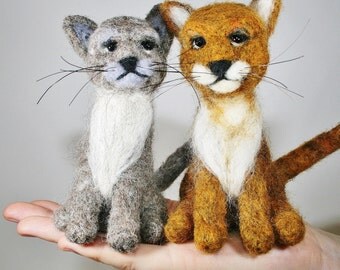 Cat Needle Felting Kit - Cat Felting Kit - DIY Craft Kit - Choose from grey or ginger