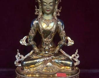 Extremely High Quality Aparmita Buddha Statue Full Gold Plated Handmade in Nepal