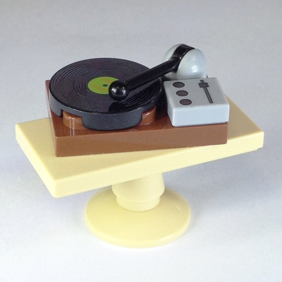 Retro Record Player. Custom printed onto toy building brick